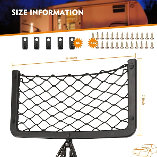 5 kpl matkailuautojen säilytysverkko Auton matkatavarat 36x18cm Monitoiminen aterimet A