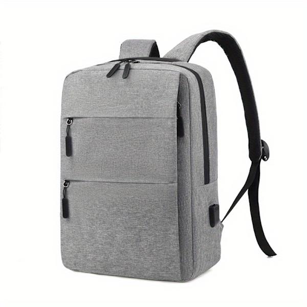 Matkalaukku Läppärilaukku Casual Reppu Miehet Naiset College Laukku USB-latausportilla Harmaa gray