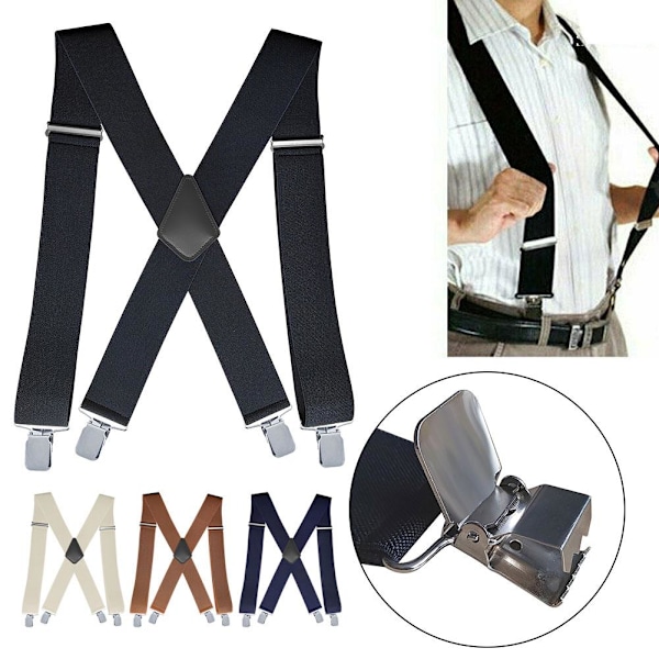 Svart justerbar hängslen män unisex byxor elastisk Sch black oen-size
