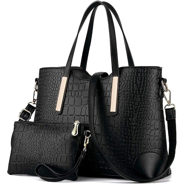 Handväska dam stor handväska set för kvinnor axelväska väskor shopper reseaxelväska 2-delat set
