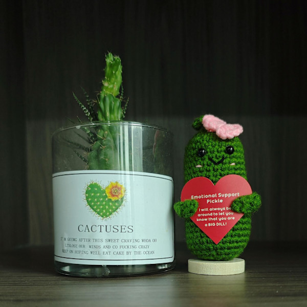 Håndlagde Mini Morsomme Positive Emosjonelle Støtte Pickles, Søte Ting Morsomme Strikkede Ull Håndlagde Strikkede Ornamenter Juleheklegave, 4,27 Tommer