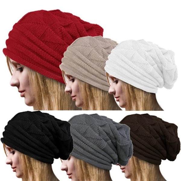 Hæklet hue Dame Huer Beanie Sort - lager