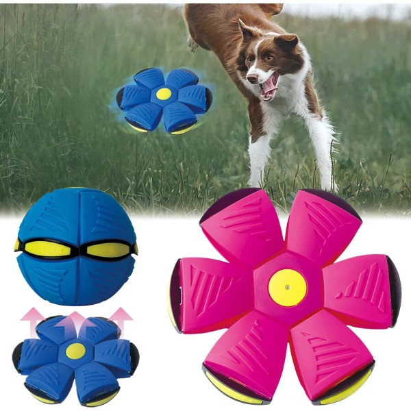 2 STK Pet Toy Flying tallerken Ball, Flying tallerken Ball Hundeleke med 3 lys