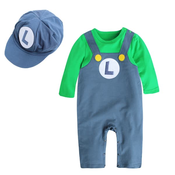 Baby pige forårs- og efterårs-onesie med seler og hat 43 Crimson Set 070cm