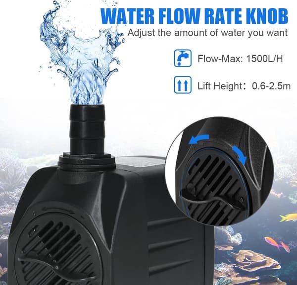 Dränkbar pump, ultratyst vattenpump med fontänpump 25w