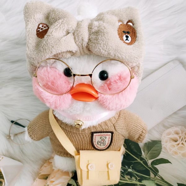 Kawaii Cartoon LaLafanfan 30cm Cafe Duck Plysch Leksak Fylld Mjuk Kawaii Anka Docka Djur Kudde Födelsedagspresent till Barn