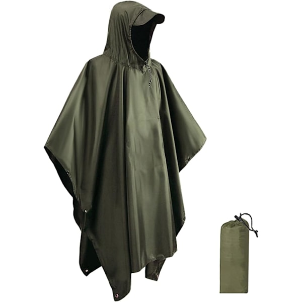 Vattentät regnponcho, lätt, återanvändbar regnponcho för vuxna, 3-i-1 multifunktionellt regnskydd, poncho vattentät vuxen one size