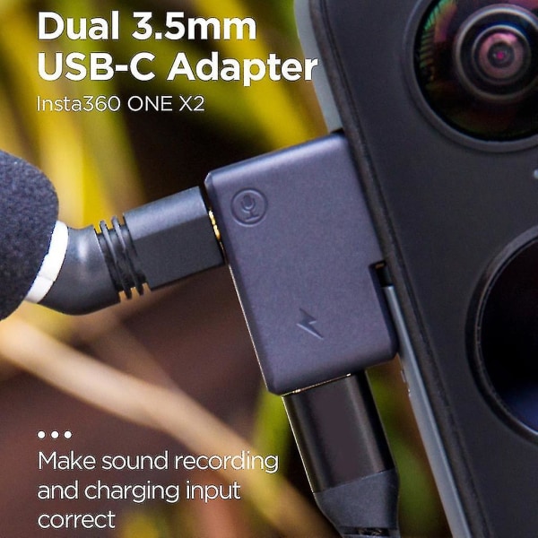 För Insta-360 One-x2 Usb-c Port Transmission Mikrofoner Dual Mic Audio Adapter