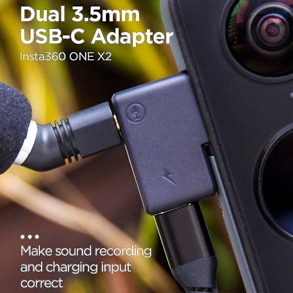 Insta-360 One-x2 USB-C -portin siirto mikrofoneille Kaksi mikrofonia Ääniadapteri