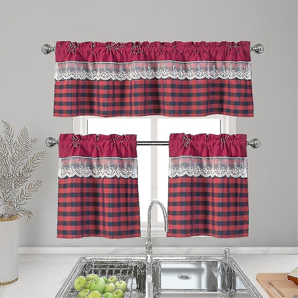 Kök Gardiner Dekor Fönstergardin Lyxigt Cafékappa Överkast Draperier Vinröd_xx Wine Red 74cmx61cm