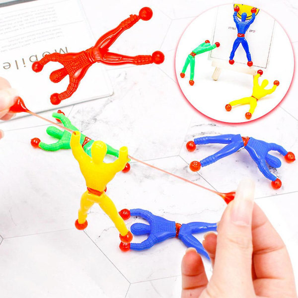24 stk Vægklatrere Mænd Stretchy Sticky Vinduescrawler Multicolor Rolling Action Figur Legetøj Til Børn Fest Favor Classroom Priser
