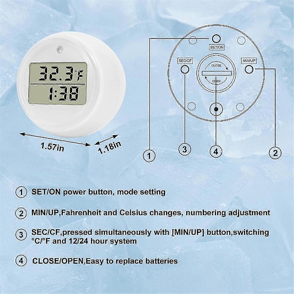Istermometer och timer för isbad, vattentermometer för isbad, vattentät kallbad isbadstillbehör