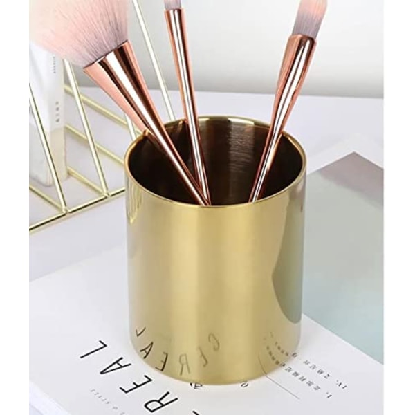 Guld blyantkop rund makeup børste opbevaringsboks
