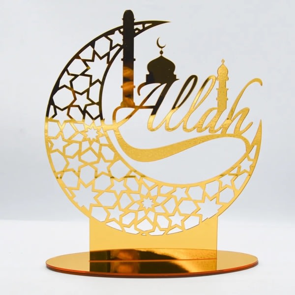 Eid Mubarak Ramadan Dekoration, Akryl Guld Måne Ramadan Spejl Ornament Muslim Festival Decoration 7#