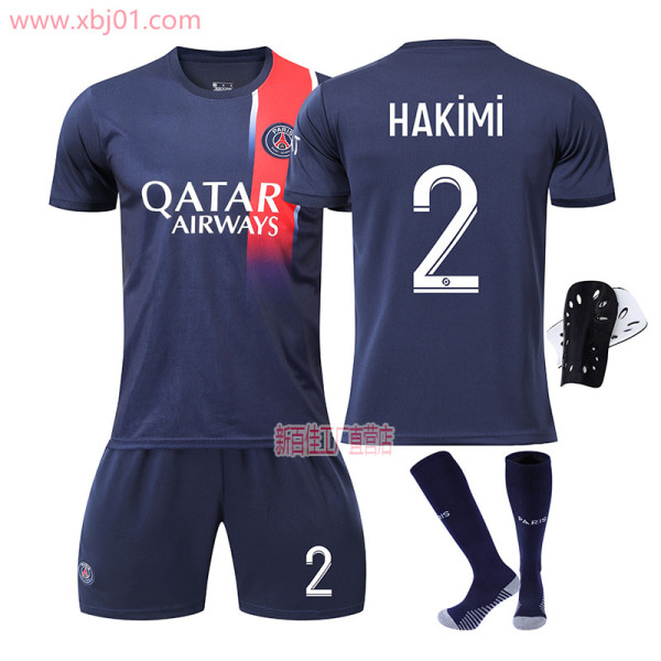 23-24 Paris Saint-Germain Hjemmetrøje 2 Hakimi Ny sæson Seneste fodboldtrøje til voksne børn Kids 26(140-150cm)