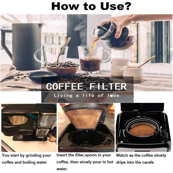 Universalt permanent kaffefilter Vaskbart og gjenbrukbart Kaffenettingskurv til husholdningsbruk Kopp Profesjon Kaffetilbehør