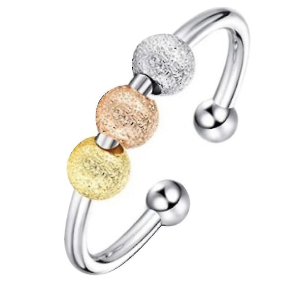 4st Spinner Fidget Beads Ringar Dam Flickor Ångestringar Lindrar stress Ringar i rostfritt stål Roterbar fritt Ring