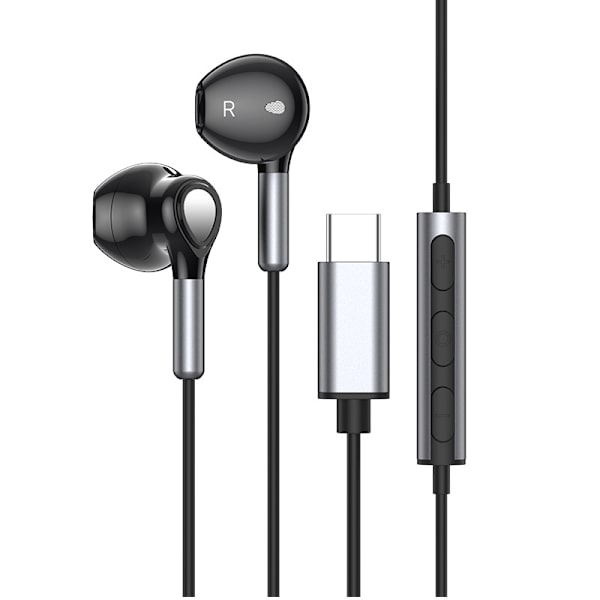 USB-C Hovedtelefoner til Samsung Galaxy S23 Ultra S22 S21 FE S20 A53 A54 USB-C Øretelefoner Black