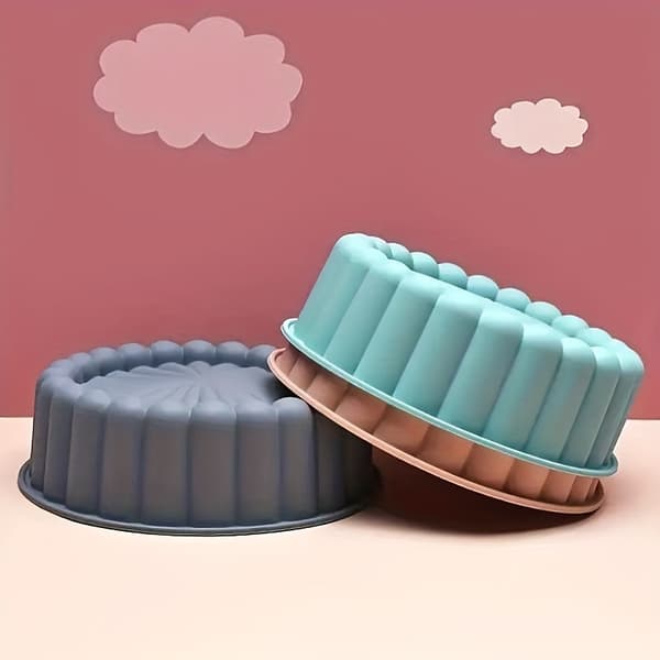Genanvendelig Non-Stick Solsikke Kageform, Rund Silikonebageform til DIY Kager Morandi Pink
