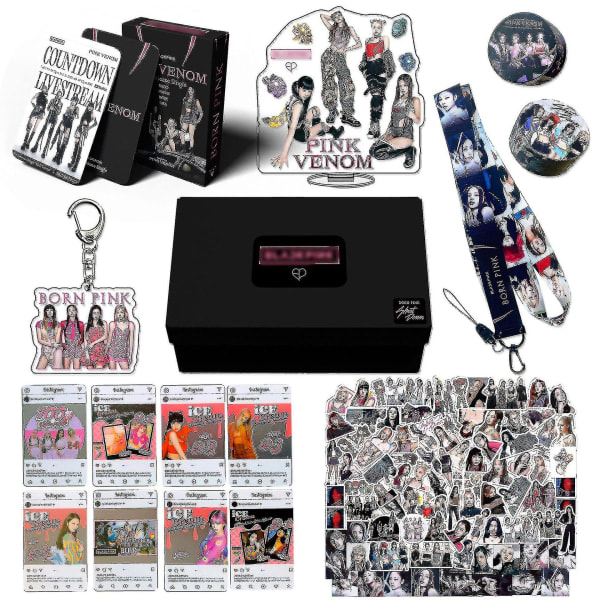 161st Svart Rosa Born Pink Set Blink Fans Present Merchandise Fotokort Födelsedagar Festdekorationer Kpop Lanyard Stickers