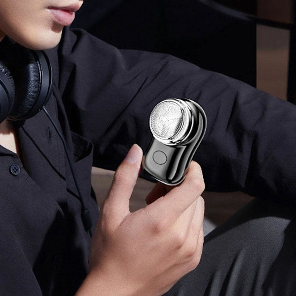 Bärbar Mini Elektrisk Rakapparat USB Laddningsbar för Män Våt Torr Tillbehör Låg Silver