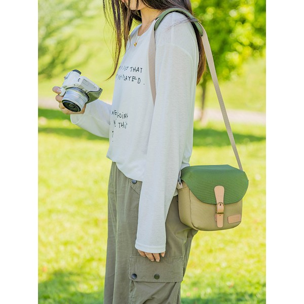 Kameraväska, SLR DSLR Canvas Crossbody Kameraväska, Kompakt Kameraväska med Regnskydd för Kvinnor och Män, Elfenbensvit