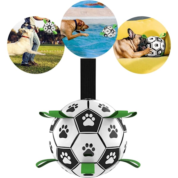Hunde leker, interaktive fotball leker for hunder med grepestropper, holdbare hundeballer for små og mellomstore hunder
