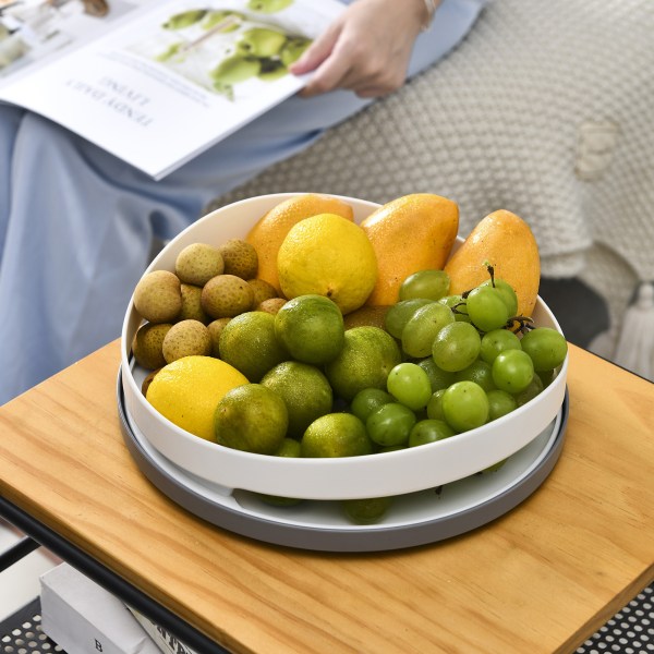 Platespiller Organizer For Snack Kjøkken Rund Plast Roterende Brett Med Håndtak