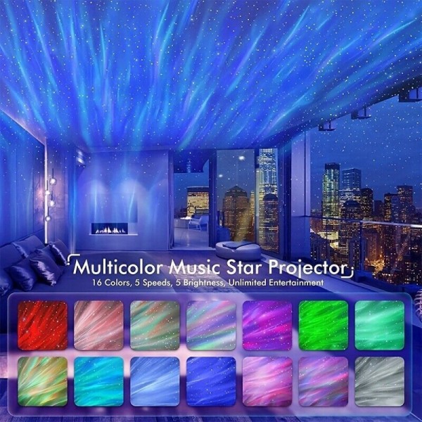 Nordlys Galaxy Projektionslampe Aurora Projektor Nattelys