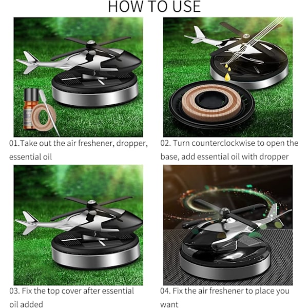 Roterende solcelle-luftfriskere til biler og fly, duft DIY-duft