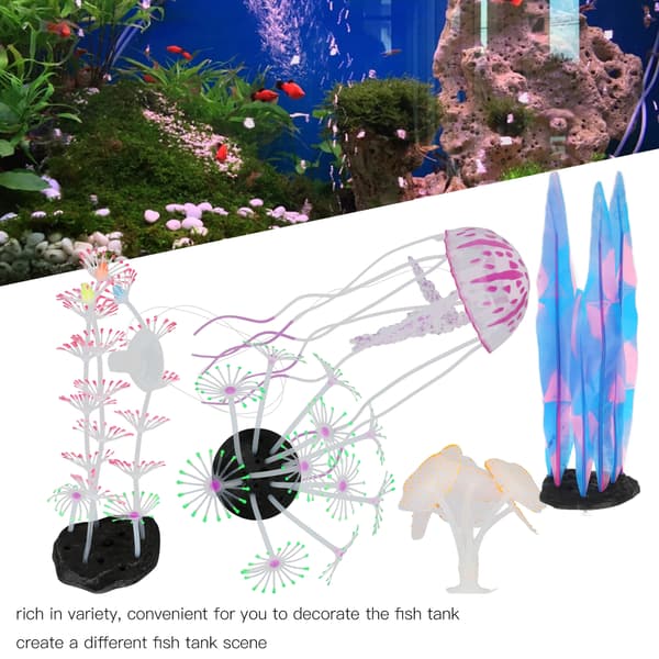 Akvarium Ornament Glødende Silikon Simulert Manet Korall Dekor
