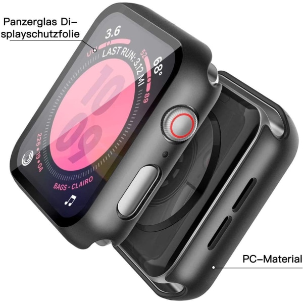 Svart hårdskal skärmskyddskompatibel 2-pack, Apple Watch