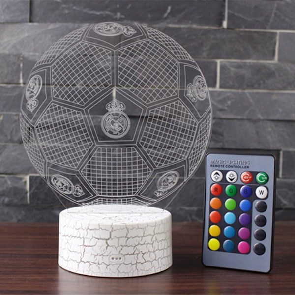 3D Phantom Fodboldlampe Real Madrid 7 Farver LED Touch Bordlampe Soveværelse Natlys Gave Nationaldag