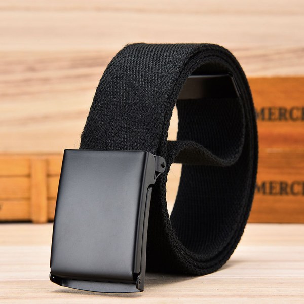 Klipp til å passe lerret webbelte Flip-Top Solid Black Military Buckle