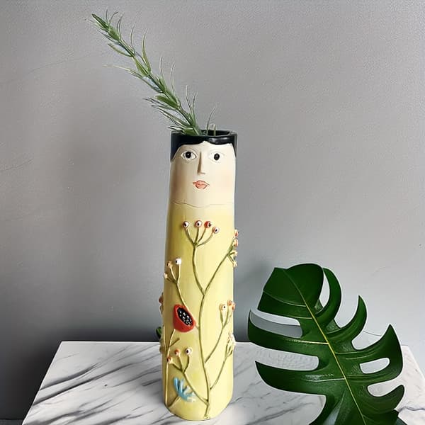Kreative ansiktsknoppvaser Håndlaget Boho Små vaser for blomster Gårdshusrom Hjemmeinnredning Bud Vase E
