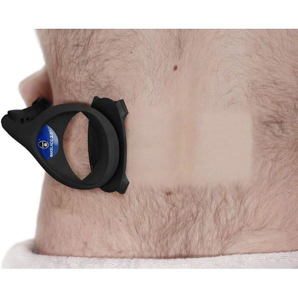Rygg- och kroppshårfjernare (gör det själv), ergonomiskt handtag, våt eller torr rakning (extra blad ingår)