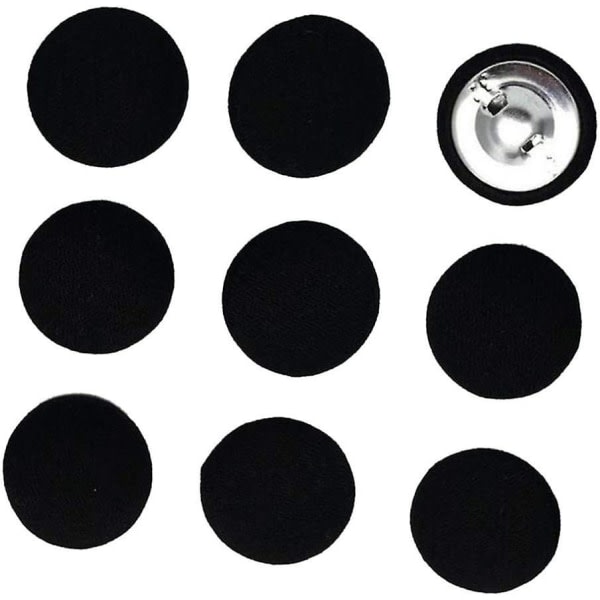 10 runde stofbeklædte knapper Dekorativ skaftknap 20 mm sydekor, sort