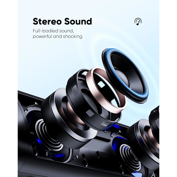 Bluetooth-högtalare, HD-ljudkvalitet, Bärbar trådlös, IPX5 Vattentät, Upp till 24 timmars speltid, TWS-parning, BT5.3 (Svart)