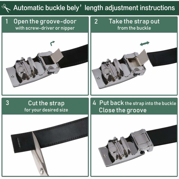 Herrar bälte, automatiskt spänne Läder Spänne läder