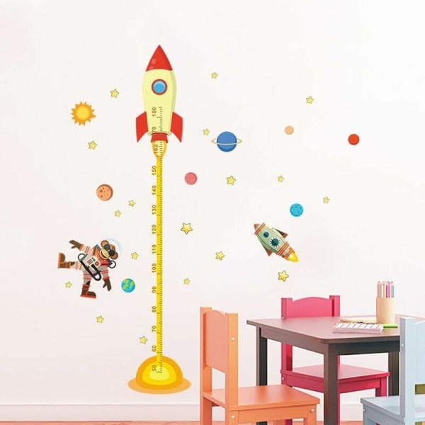 Planets Space Rocket Korkeuden kasvukaavio Seinätarra Irrotettava tee-se-itse baby lastentarhan sisustus