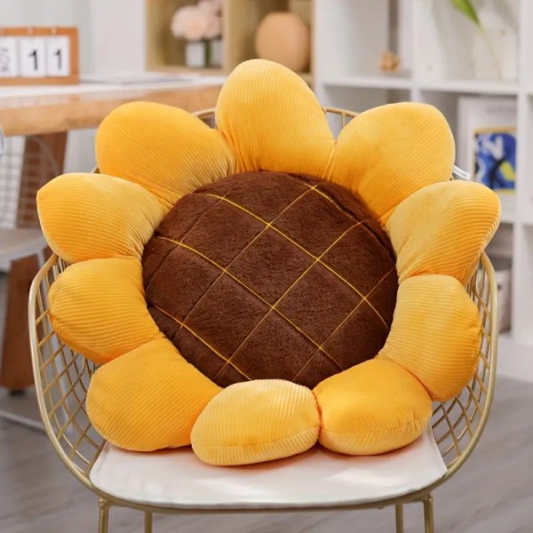 1pc Sunflower Plush Pillow - Living Room Sofa Decoration and Headrest Cushion