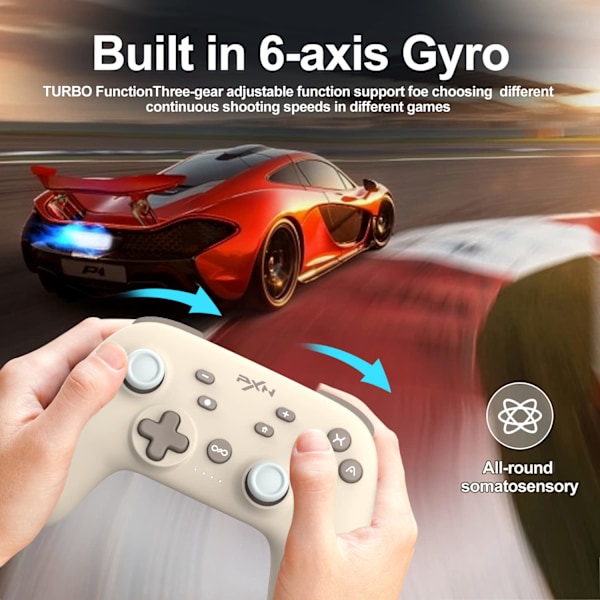 Trådløs Switch Pro-kontroller, makro, gyroakse, vekkefunksjon, programmerbar dobbeltilkobling for Switch/Lite/OLED/iOS (kun 16 versjoner) / PC (Brun)