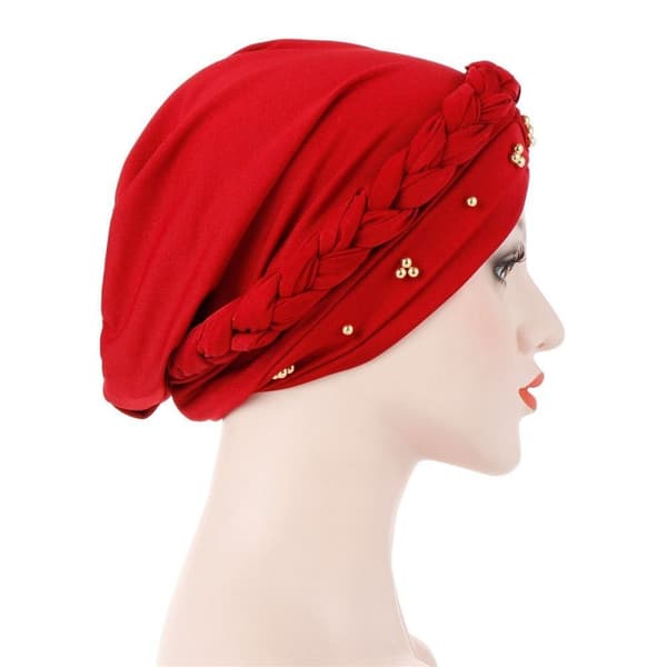 Dame Turban Hat Perle Tørklæde SORT black
