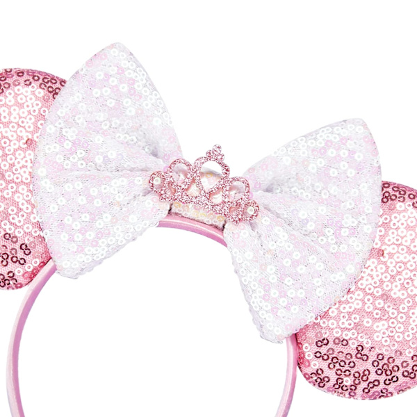 Mickey Mouse-ører, paljettbesatte Mickey Mouse-ører pannebånd for gutter og jenter Halloween og Disney-tur (rosa krone)