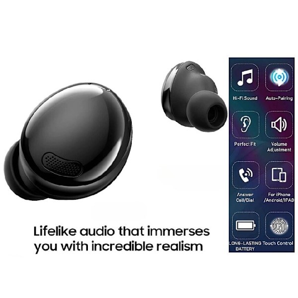 Ekte trådløse HiFi Stereo Touch Control Hodetelefoner Støydempende Hodesett Kvalitet HD Lyd Vanntette for Samsung / Airpods / iPhone / IOS Purple