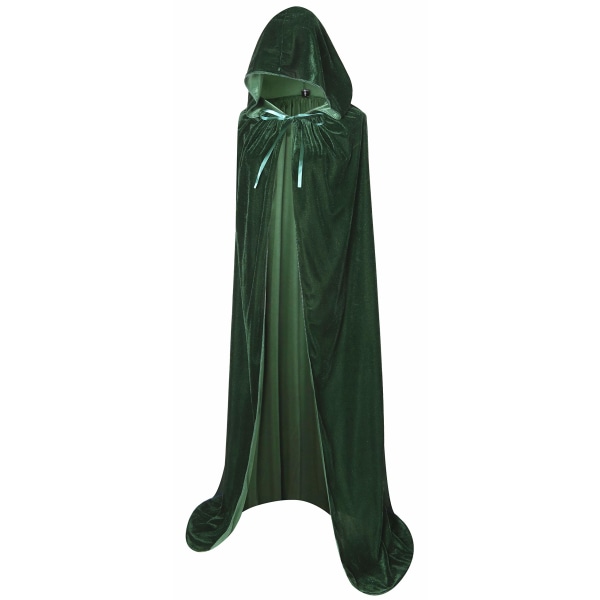 Full lengde hette fløyelskappe Halloween Jul Fancy Cape Kostymer 59"