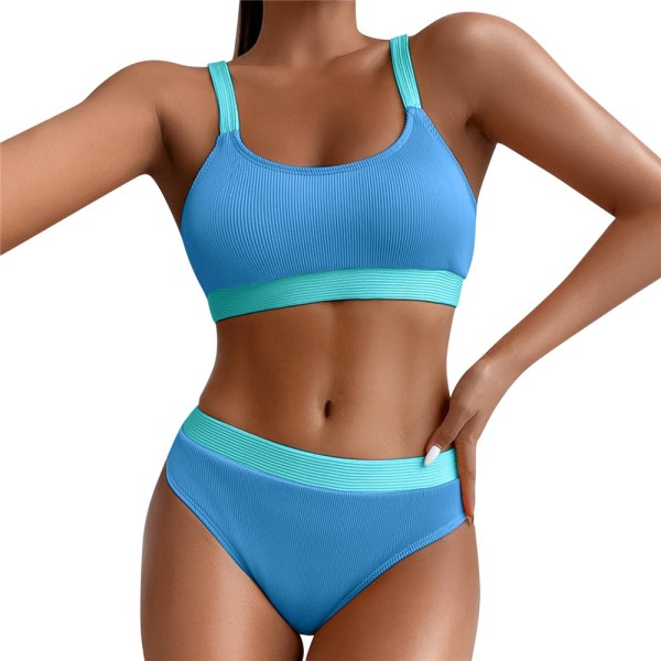 Kvinders Polstret Bikini Sæt Badetøj Sommer Badetøj Strandtøj Sø Blå Lake Blue XL
