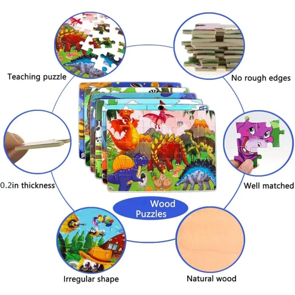 30st pedagogiska färgglada pussel för barn i åldern 3-5 - Inlärningsleksaker för toddler