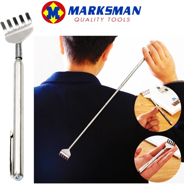 Marksman Hand Claw Pen Style Silver Back Scratcher Metal Extending