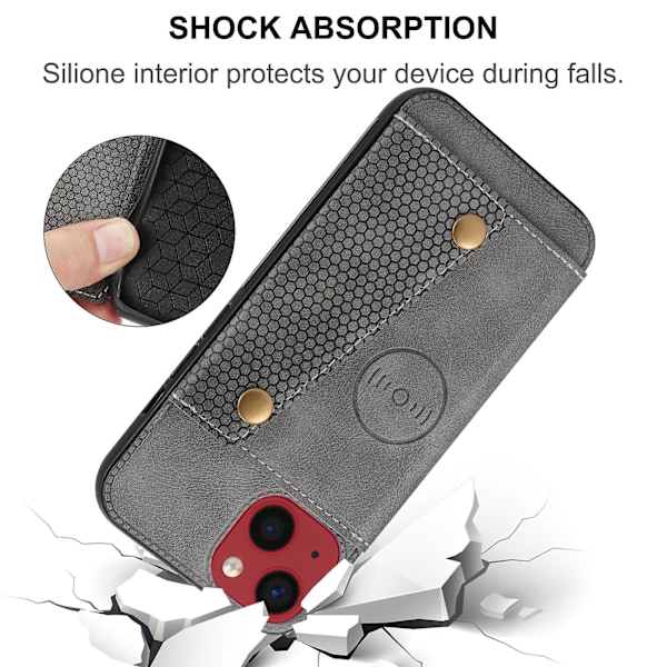 Mobilfodral med dubbla spännen för iPhone 14 Black